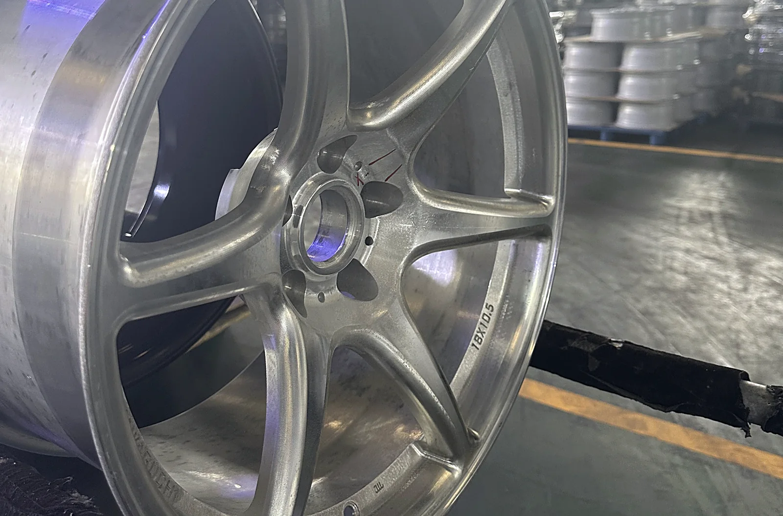 Kawaguchi KG01 in raw machined alloy on the factory floor during the first production run